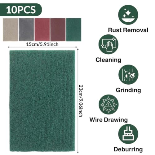 Sanding Fleece Pads 150 x 230 mm Set, Sanding Fleece Mat 5 Grit 600/800/1000/1500/3000, for Metal Wood Stainless Steel Sanding Polishing, Cleaning Fleece Pack of 10