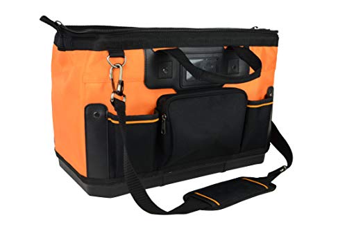 16" Wide Mouth Tool Bag with Shoulder Strap Portable Waterproof Tool Organizer Made Oxford Cloth with Suitable for Electrician Carpenter