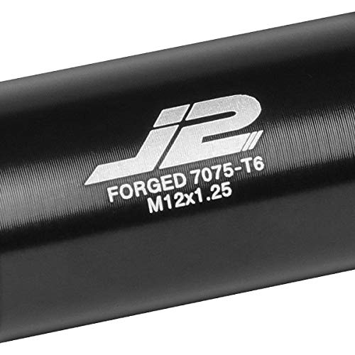 J2 Engineering 16Pcs 7075 Aluminum Open End M12 x 1.25 Lug Nuts w/4Pcs Lock Nuts & Key, Black, Fit Conical Seat, LN-T7-010-125-BK