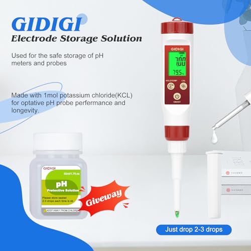 pH Meter Calibration Solution Kit (4,7,10,6.86,9.18 Buffer), 6 * 50ml Buffer Calibration Solution + KCl Probe Storage for All pH Meters with High Accuracy