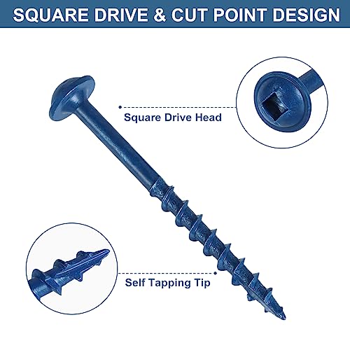 SATANTECH Pocket Hole Screws Assortment Kit, 390Pcs in 4 Sizes #8 x 1, 1-1/4", 2", 2-1/2", Coarse Thread Wood Screws with Square Drive, Blue Coated, Self Tapping, Drive Bit Included