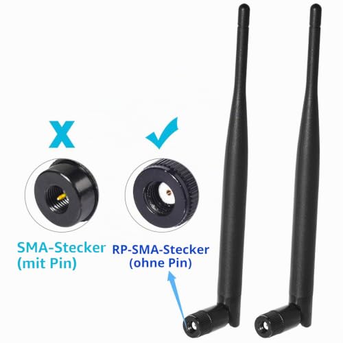 Bingfu WiFi Antenna RP-SMA Male Dual Band 6dBi MIMO WiFi Antenna | Rundstrahlantenne für 2,4/5/5,8 GHz WLAN-Router Gateways, PCIe-Netzwerkkarten, USB-WLAN-Adapter und Überwachungskamera Antenne x2