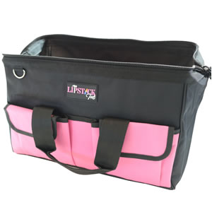 18-Inch Multi-Purpose Zip-Top Pink Storage Wide Mouth Tool Bag Organizer. Great for Home Improvement/Contractors Tools. Heavy Duty Storage Pockets and Shoulder Strap.