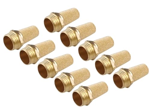 Pneumatic silencer made of sintered bronze 1/2 inch, set of 3, 5 or 10 industrial quality (10, 1/2 inch) 1/2"