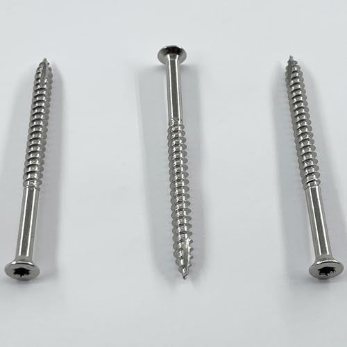 – Heavy Duty - #12 x 3 Inch - 304 Grade Stainless Steel - 3” Deck Wood Screws – Rust Proof - Outdoor Exterior Construction of Decks, Fences - #25 Torx Bit Drive - Qty (100) 100