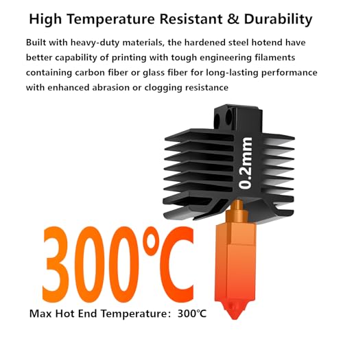 2PCS 0.2mm X1 X1C Hotend, Upgraded All-Metal Hardened Steel Nozzle Hotend Pre-assembled with 24V 48W Ceramic Heater & High-Temp Sensor Thermistor Replacement Hot end for Bambu Lab X1/X1C 3D Printers 2