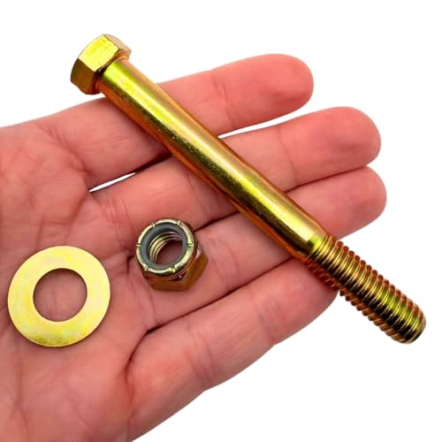 7/16"-14 x 4 Grade 8 Bolts (10-Pack) – Heavy-Duty Hex Bolts Includes Flat Washers & Nylon Lock Nuts – High-Strength SAE J429 Anti-Vibration 4.0" Coarse Thread Bolts 10 Bolts, Washers, Nuts