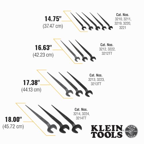 KLEIN TOOLS 3213TT Construction Spud Wrench with Tether Hole, Made in USA, 1-7/16-Inch Nominal Opening, 7/8-Inch Bolt for US Heavy Nut Tetherable