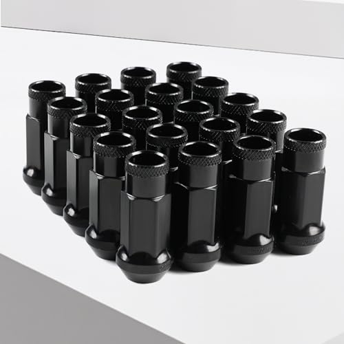 M12x1.5 Open End Lug Wheel Nut Set – 20 PCS Tapered Acorn Seat Wheel Nuts with Socket Key, Compatible with Toyota, Honda, Chevy, Ford, Hyundai, Lexus (Red M12 x P1.5) 12*1.5 Red