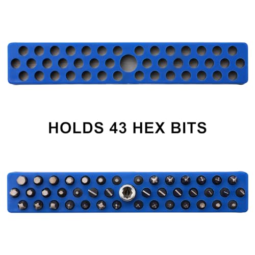 Mayouko 6PCS 1/4" Magnetic Hex Bit Holder Rack Organizer, 258 Holes, 1/4-Inch Drill Bit Holder, 6 Racks, Magnetic Bit Holder with Magnet Base for Screwdriver Bits Red-2packs,blue-2packs,orange,green
