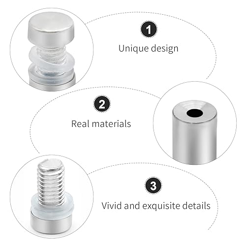 1/2 x 2 Inch Standoff Screws, Stainless Steel 45mm Extra Long Mounting Glass Hardware Advertising Wall Standoff Sign Holders Screws for Hanging Acrylic Picture Frame (60 Pack) 60 Pack