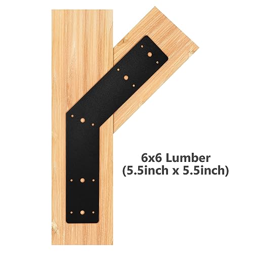 Sihnman 135 Degree Angle Bracket (2 pc) Powder Coated 3mm Structure Steel Plate for Pergola, Truss, and Frame as Joining Plate, Mending Plate, Gable Plate, and Corner Bracket.,black (135angleplate)