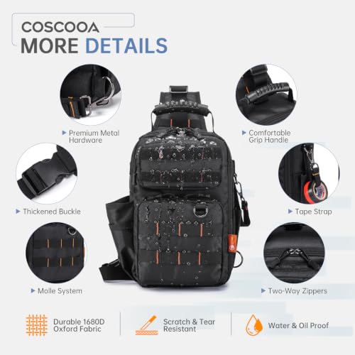 Tactical Electrician & HVAC Tool Chest Bag Small Tool Pouch 9L Black Orange