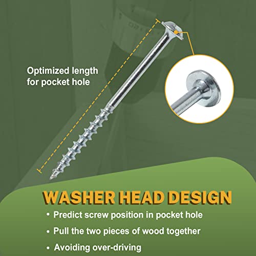 LIONMAX Pocket Hole Screws 2 Inch, 300 PCS, #8 x 2 Pocket Screw, Interior #8 x 2" Zinc Plated