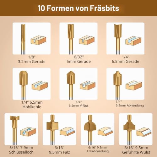EEEKit 20 Piece Wood Carving Drill Bit Set, HSS Rotary Burr Milling Cutter Wood for Rotary Tool with 3 mm Shank