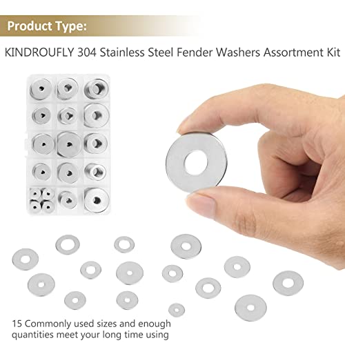270 Pieces 15 Sizes Large Fender Washers Assortment Kit, 304 Stainless Steel Washers, Fender Washers, Metal Washers Assortment Kit (M3 M4 M5 M6 M8 M10 M12)