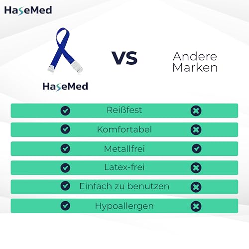 HaseMed Metal Free Latex Free Blue Medical Tourniquet - 1 Piece Tourniquet for Medical Applications, Elastic and Safe, Ideal for Emergencies and Hospitals