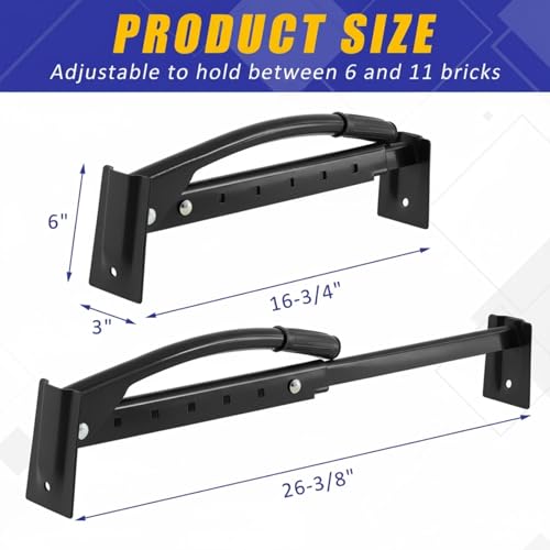 Adjustable Heavy Duty Brick Tongs Set Between Carry 6 to 10 Bricks Heavy Duty Block Tongs with Rubber Pad Handle and Gloves for Bricks Lifting Carrying (Black) Black