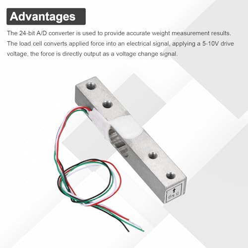 QUARKZMAN Digital Load Cell Weight Sensor 5 kg + HX711 Module Weighing Sensor 24 Bit Precision A/D Dual Channel 20 x 33 mm for DIY Portable Electronic Kitchen Scale Kit 1