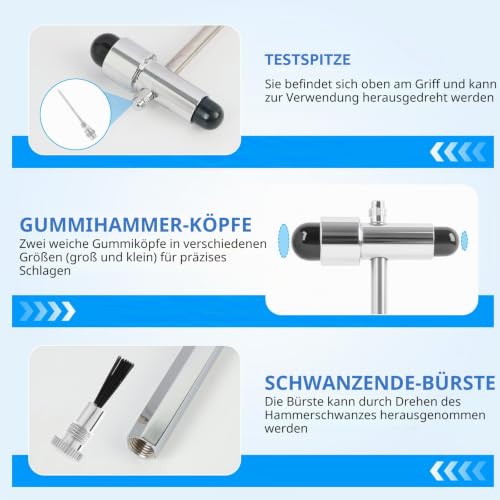 Neurological Reflex Hammer with Integrated Brush and Needle, High Quality Double Plastic Head for Muscle Reflexes, Multifunctional Percussion Reflex Hammer for Nervous System Examinations (1) 1