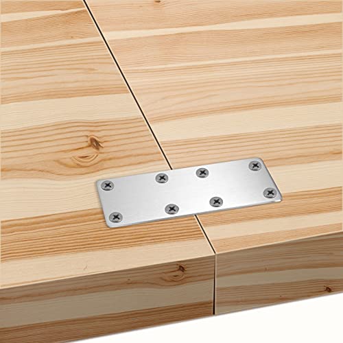 SEUNMUK 15 Pack 5-1/2x 2 Inch Flat Mending Plate for Wood, 201 Stainless Steel Heavy Duty Mending Flat Straight Steel Brace Bracket with 120 Mounting Screws, Thick 2mm