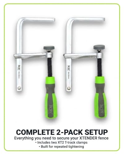 BOW Products XT2 T-Track Clamps - Lever Clamps for XT XTENDER Fences (XT524, XT536, XT546) - Quick Release Clamps for T-Track and Woodworking - Pack of 2