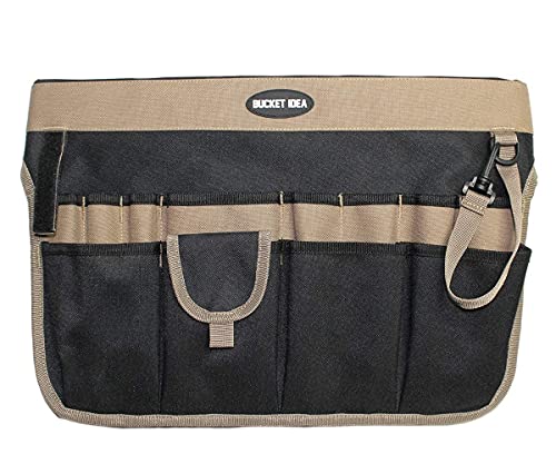 1 Pack Waxed Canvas Tool Roll Wrench Roll Organizer Socket Tool Roll Pouch + 1 Pack Bucket Tool Organizer with 35 Pockets Fits to 3.5-5 Gallon Bucket