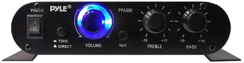Pyle Power Home HiFi Stereo Amplifier - 90 Watt Portable Dual Channel Surround Sound Audio Receiver w/ 12V Adapter - For Subwoofer Speaker, MP3, iPad, iPhone, Car, Marine Boat, PA System - PFA300