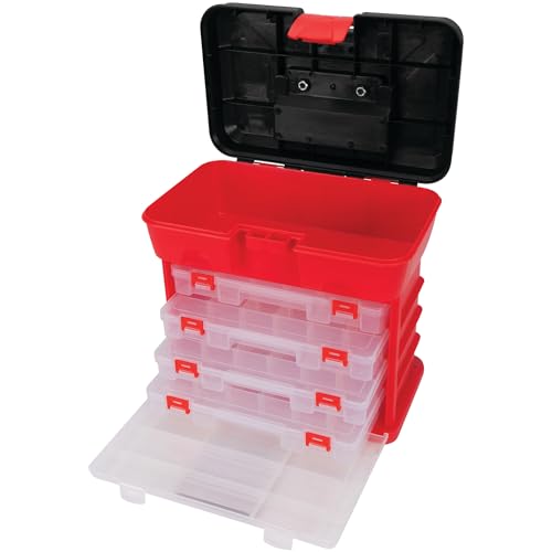 Performance Tool W54042 Plastic Storage Rack Tool Box with 4 Bins Plastic Tool/Storage Bin