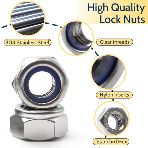 150 Pack M6-1.0mm Nylon Insert Hex Lock Nuts & Vifmy M6-1.0 Bolt x (Length 12/16/20/25/30mm) Flange Head Bolts Assortment Kit (240 Pack)