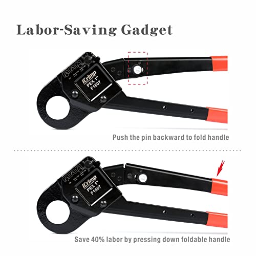 iCrimp Angled Head PEX Crimping Tools Works on 1-INCH PEX Pipe with Go/No-Go Gauge suits All US F1807 Standards 1" Crimper