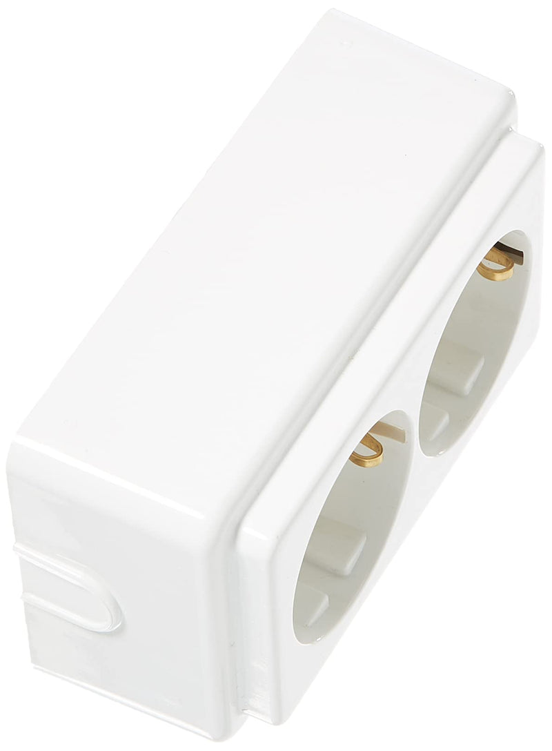 Kopp protective contact socket, 2-gang, surface-mounted socket, 16A, 250V, actis white, 102502002