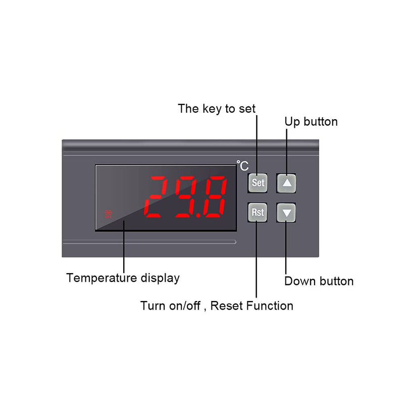 KETOTEK Temperature Controller with Sensor 230V 30A, Digital Thermostat Relay -30℃~300℃, Temperature Switch Cooling Heating Temperature Control for Incubator Reptiles 30A -30~300℃
