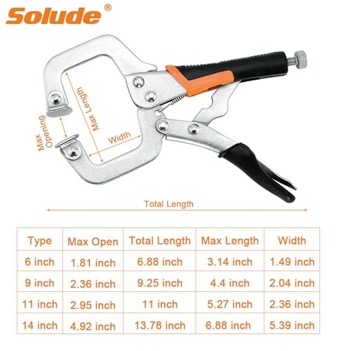 6-Inch C-Clamp Locking Pliers,Heavy Duty Vise Grip Welding Clamp With Swivel Pads for Woodworking,Home,Metalworking,Auto Repair(6 Pack) 6 inch 6 Pack
