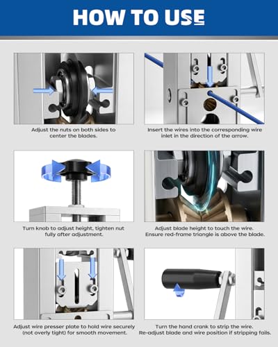 Manual Wire Stripping Machine Gauge Wire 0.06-1'', Wire Strippers, Copper Wire Stripper, Drill Powered Hand Crank Wire Stripper Tool for Scrap Copper Recycling