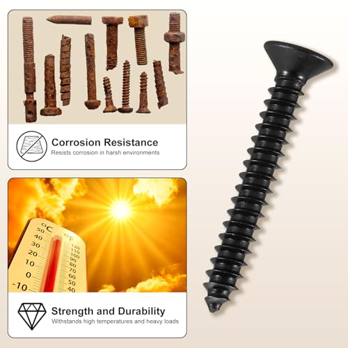 METALLIXITY 100Pcs #12x3-1/4 Countersunk Phillips Wood Screws SS304 #12x3-1/4" Black 100
