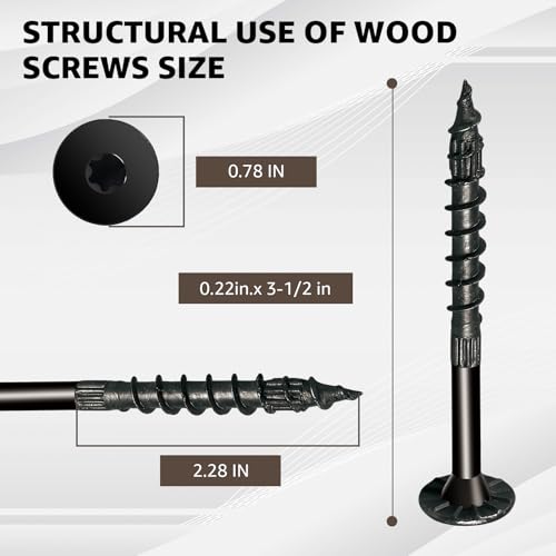 SDWS22312DBB-R50,0.22-Inch x 3.5-Inch Outdoor Accents Structural Wood Screw