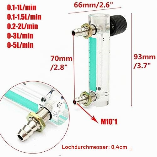 Vogueing Tool Flow Meter with Control Valve YB-4M Air Flow Meter Gas Regulator for Oxygen, Air and Gas (0-3 L/min)