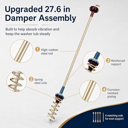 DC97-16350V Washer Suspension Rods 27.6 in, 4 Pack OEM-Size Suspension Rod Kit Compatible with Samsung Top Load Washer WA54R7200AW/US WA54R7200AV/US WA54R7600AC/US WA54R7600AV/US WA54R7600AW/US
