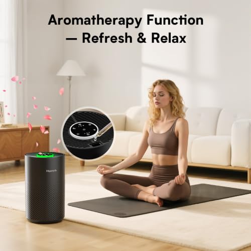 Air Purifiers for Bedroom & Home with H14 True HEPA Filter, Covers Up to 1280ft², 360° Air Intake, Quiet Pet Air Purifier, Fragrance & Timer,Removes Smoke, Pet Dander & Pollen,Black Black