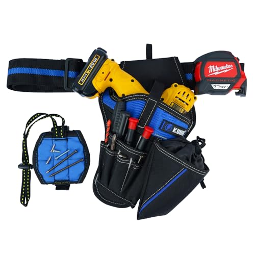 KUNN 3-in-1 Blue Drill Holster Set with Tool Belt and Magnetic Wristband,Right Handed + Left Handed