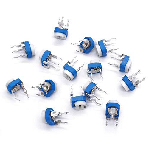 RUNCCI-YUN 15 Values 150 Pieces 100 Ohm - 2M Ohm Rotary Potentiometer Variable Resistance Trimpot Potentiometer 6 mm 3 Terminals Multiturn Trimmer Potentiometer Classification Kit