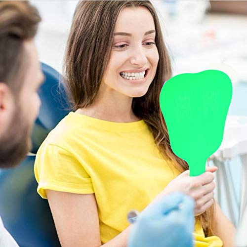 Hand Mirror, Small Hand Mirror, Single-sided Hand Mirror with Low Magnification, Dental Care Hand Mirror Tool, Fashionable, Cute Dental Care, Hand Mirror Tool, 4 Colors, Plastic Handle (Green)