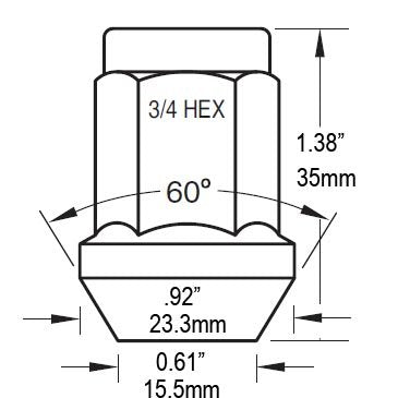 EZAccessory 24 Blue Bulge Acorn Lug Nuts 14x1.5 Thread Size 13/16" Hex Pack of 24