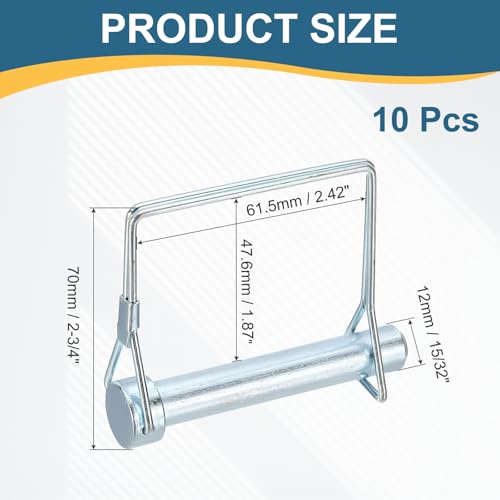 10 Pcs Trailer Coupler Pin (15/32" x 2-3/4" ) - Trailer Hitch Pin Coupler Square Safety Shaft Locking Pin for Farm Trailers Wagons Lawn Kayak Boat 15/32" x 2-3/4" 10
