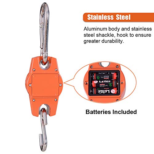 Fuzion Hanging Scale 660LB/300KG, Crane Scale with Snap-Fit Lifting Ring Orange