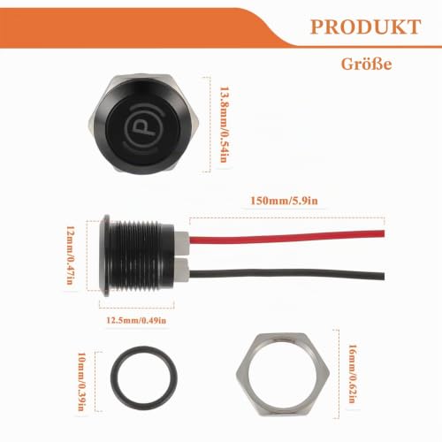Pack of 2 12mm Waterproof Signal Light LED Indicator Light | DC 12V/24V LED Metal Indicator Light with 150mm Cable for Motorcycles Cars Trucks Tractors RV ATV 2 Pieces