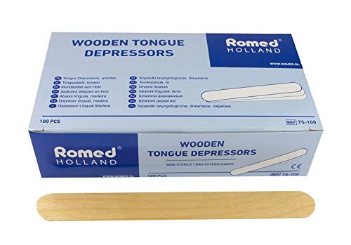 Romed wooden spatulas made of wood (1 x 100 pieces) 100 pieces (pack of 1)