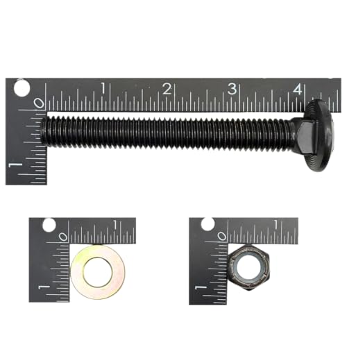 1/2"-13 x 4 Grade 8 Carriage Bolts (10-Pack) – Heavy-Duty Coarse Thread Bolts with Washers and Nylon Lock Nuts – Round Head Square Neck SAE J429 4.0" Plain Black Finish Bolts, Washers, Nuts 10
