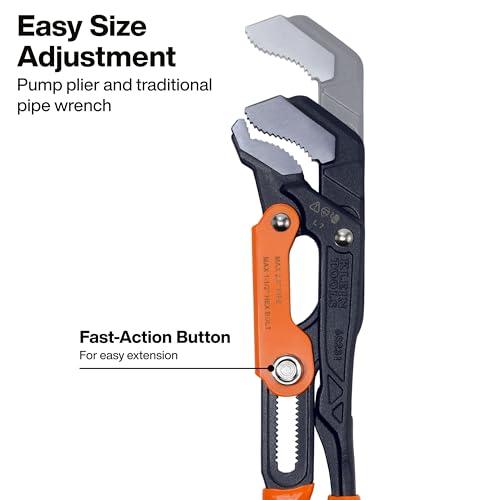 KLEIN TOOLS 68231 Swedish Pipe Wrench, S-Jaw Quick-Adjust Plumbers Wrench Fits Up to 2-Inch Round Pipe and 1-1/2-Inch Hex Nuts, 17-Inch